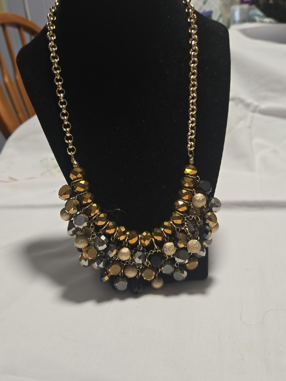 Gold and Black Statement Necklace - Women Jewelry